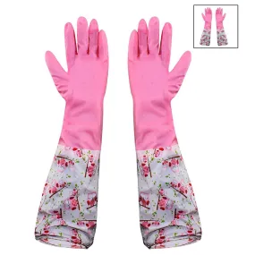 ( NET ) Reusable Odour Free PVC Latex Rubber Kitchen Gloves For Washing