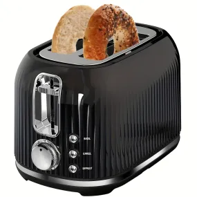 2-Slice Toaster, Wide Slots, Auto Shut-Off, 6 Shade Dial. Perfect for Fruit Bread, Bagels, Waffles, Frozen Options, Easy-Clean Crumb Tray, Black