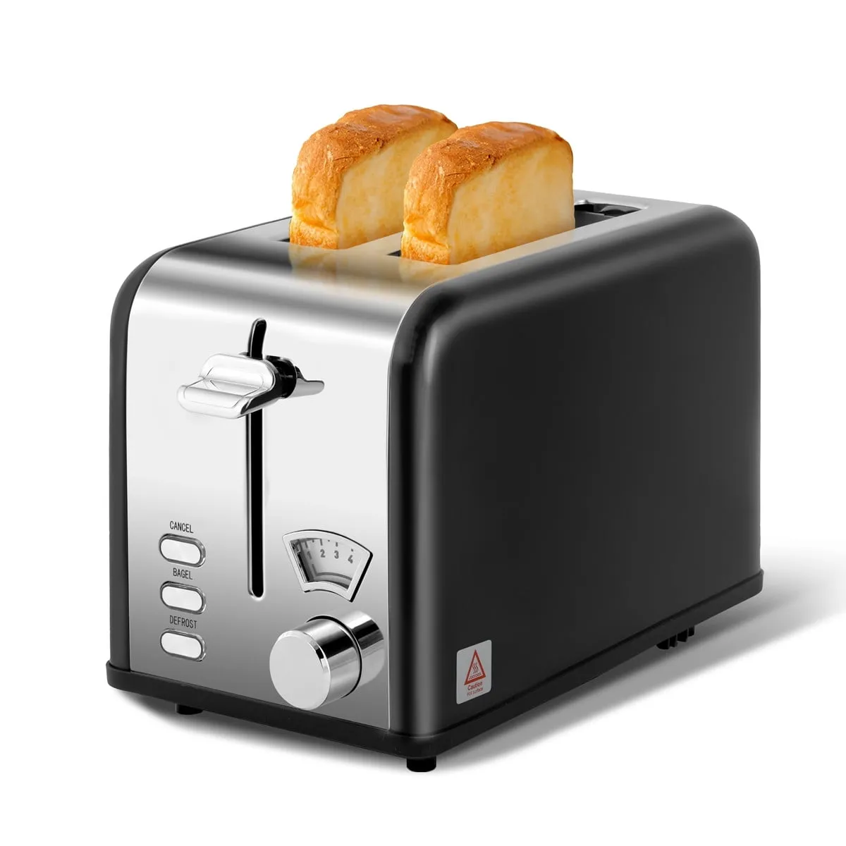 2-Slice Toaster with 1.5 inch Wide Slot, 5 Browning Setting and 3 Function: Bagel, Defrost & Cancel, Toast Bread Machine with Removable Crumb Tray, Black