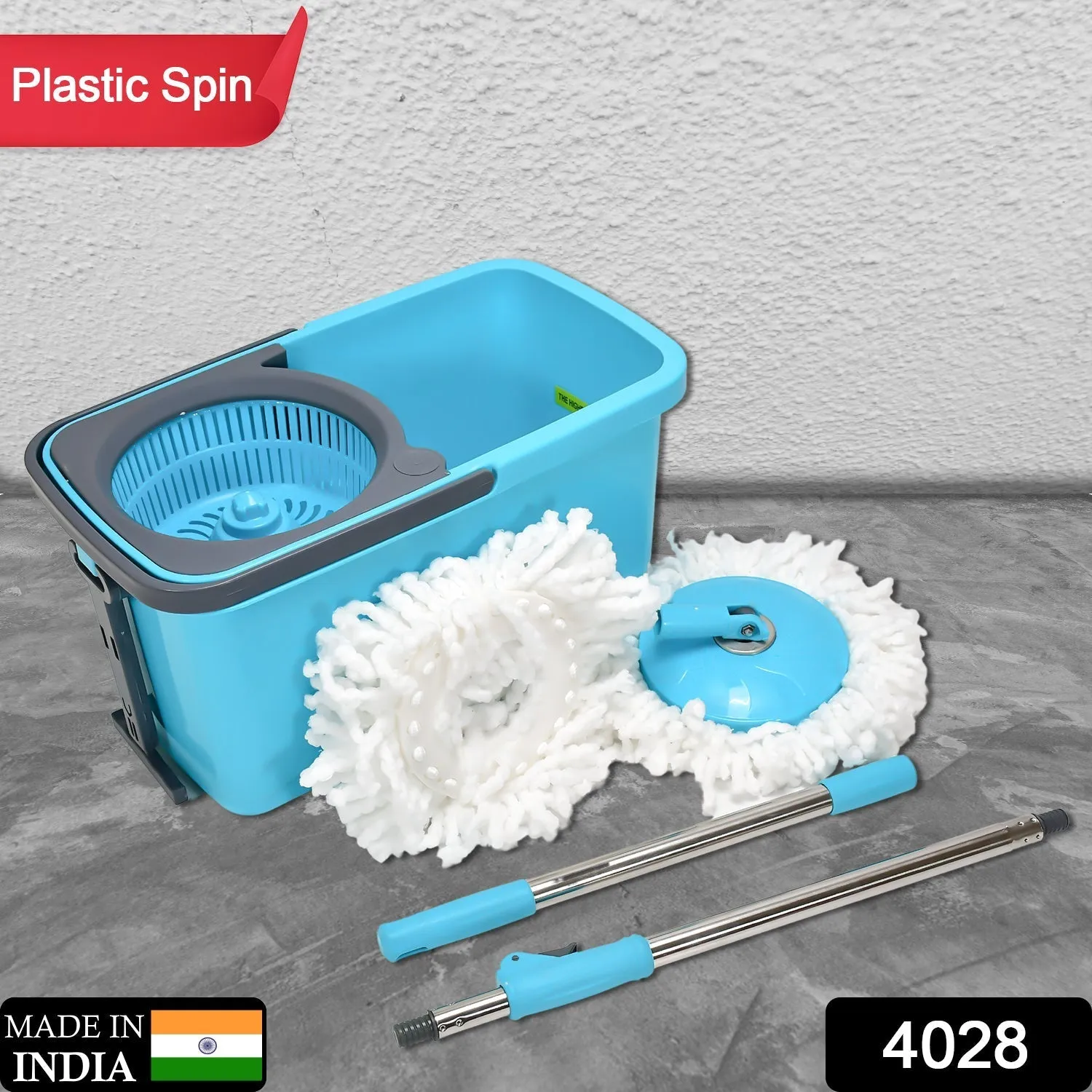 4028 Quick Spin Mop Plastic spin, Bucket Floor Cleaning, Easy Wheels & Big Bucket, Floor Cleaning Mop with Bucket