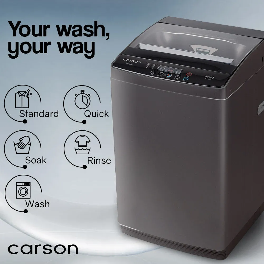 9kg Top Load Washing Machine, 8 Programs, LED Display, Carson