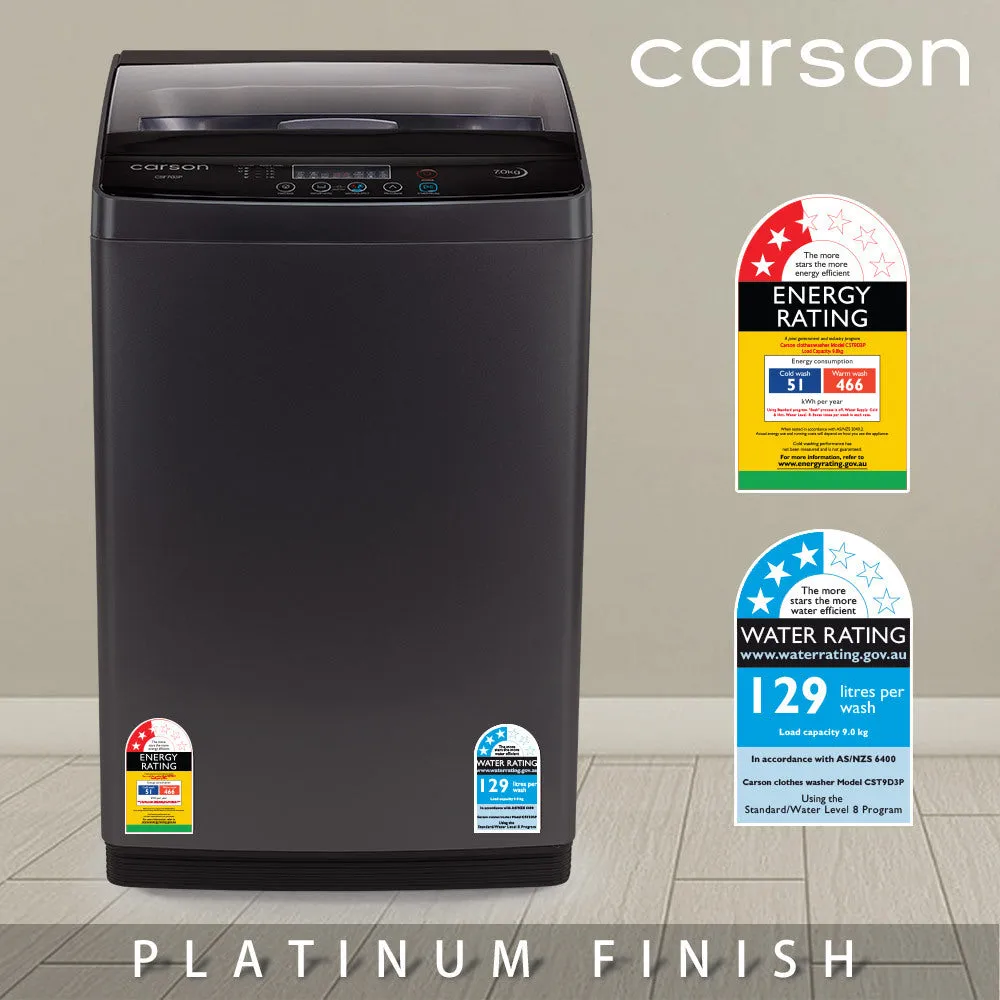 9kg Top Load Washing Machine, 8 Programs, LED Display, Carson