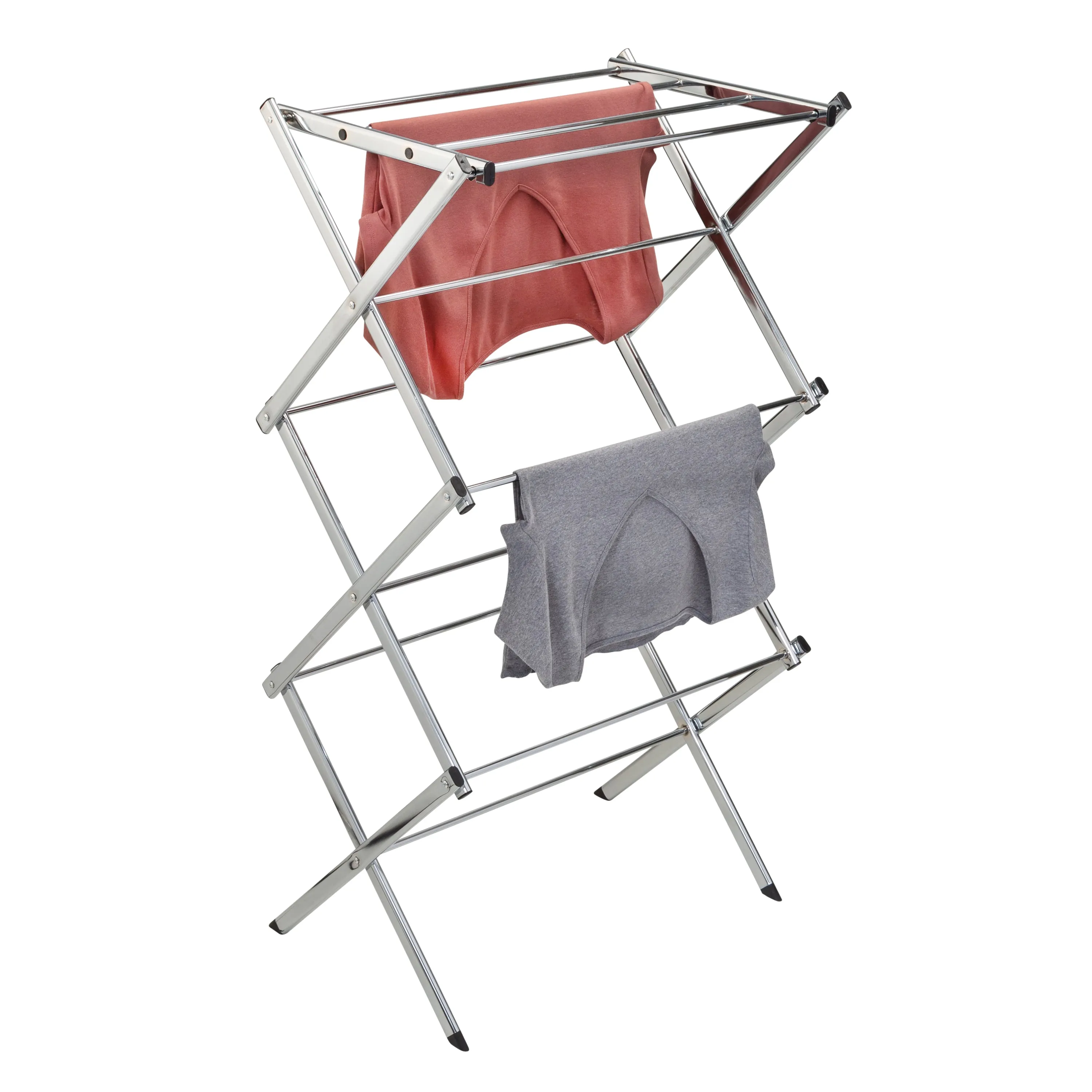 Chrome 3-Tier Slim-Profile Folding Accordion Drying Rack