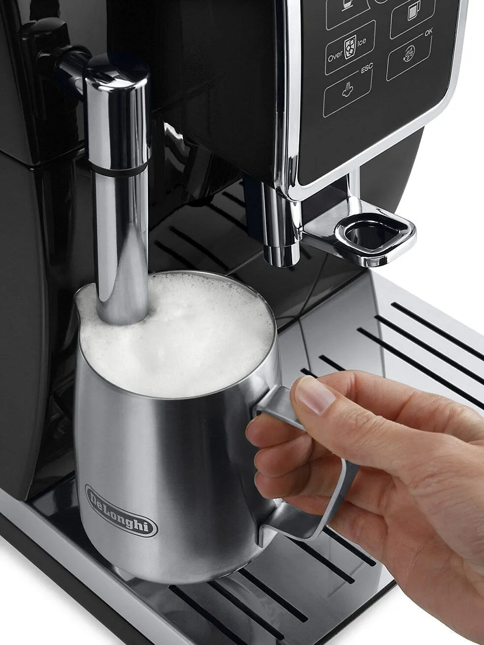 De’Longhi – Dinamica Espresso Machine with 15 bars of pressure and Milk Frother – Black/Stainless