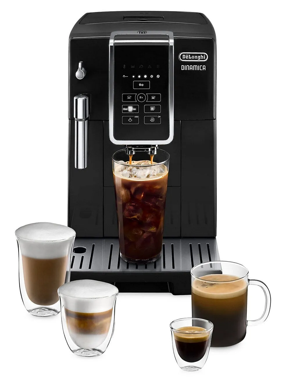 De’Longhi – Dinamica Espresso Machine with 15 bars of pressure and Milk Frother – Black/Stainless