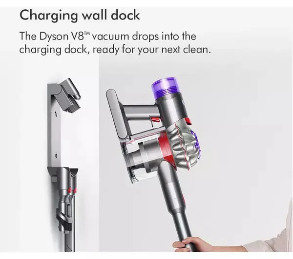 Dyson V8 Absolute Cordless Vacuum Cleaner upto 40 Minutes Run Time Silver Yellow Open Box Clearance V8ABS-2023