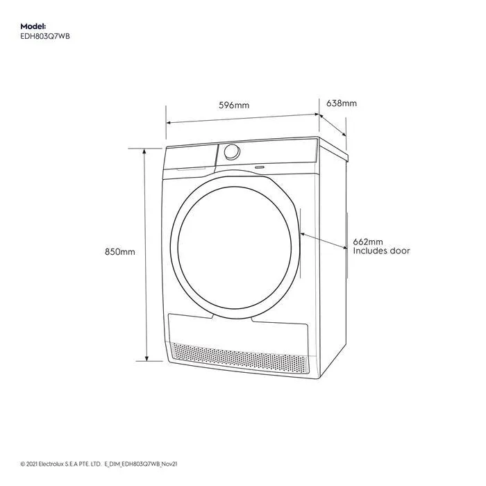 Electrolux EDH803Q7WB Heat Pump Dryer UltimateCare 8.0 kg