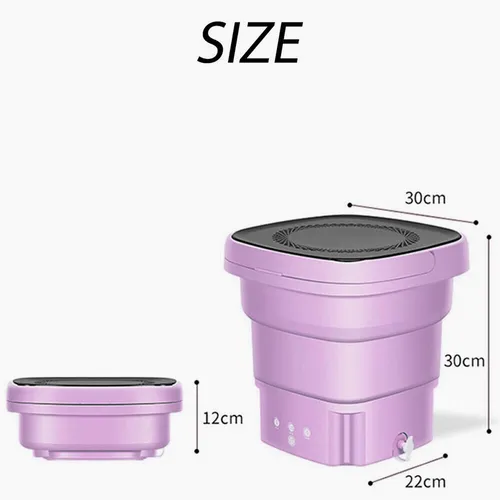 Folding Mini Washing Machine 4.5L, Portable, High Frequency Vibration, 15-Min Timer - Purple