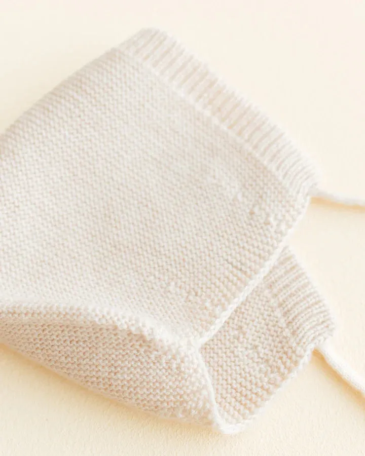 Handmade Merino Wool Newborn Bonnet - Cream