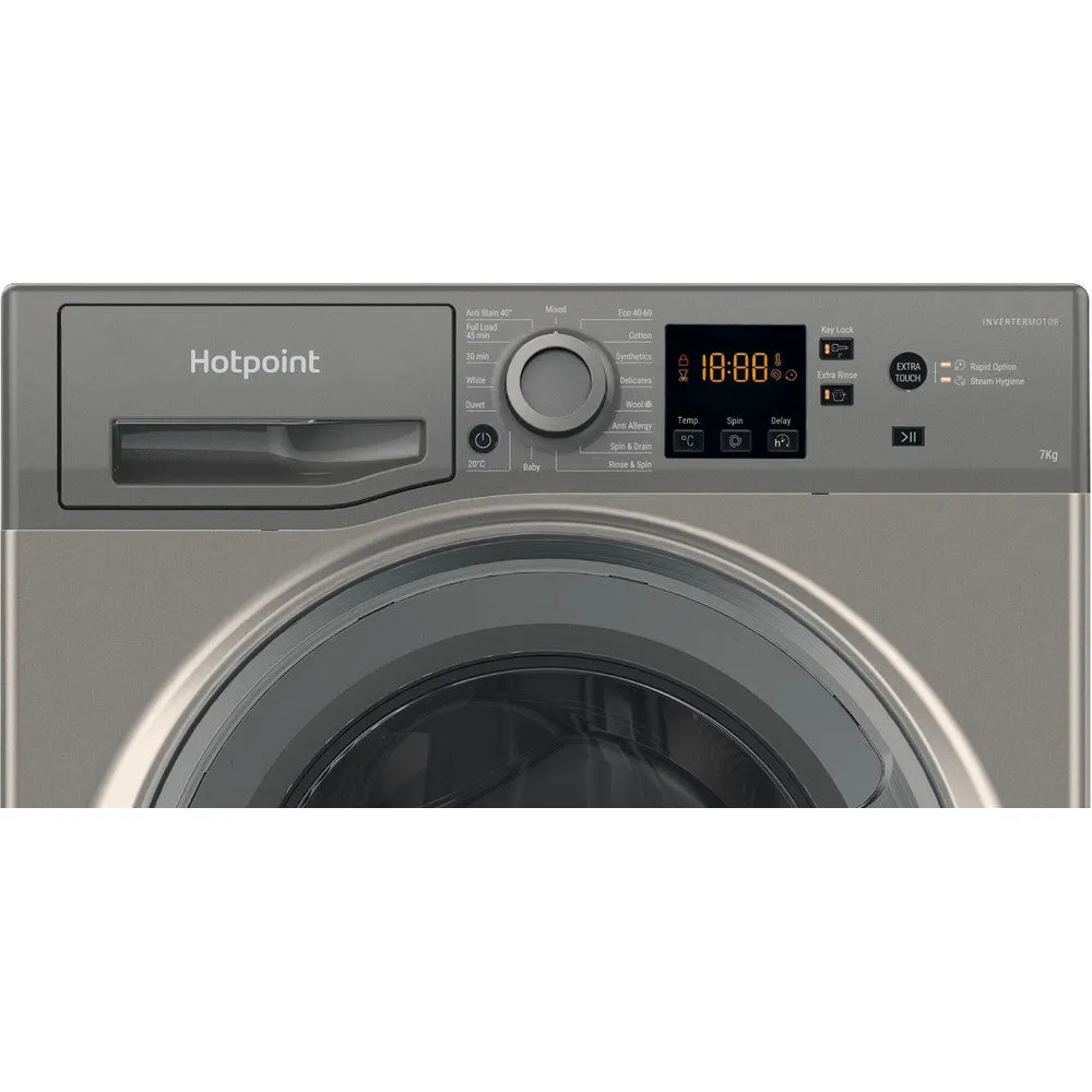 Hotpoint NSWF7469GGUK 7kg 1400 Spin Anti-Stain Washing Machine Graphite