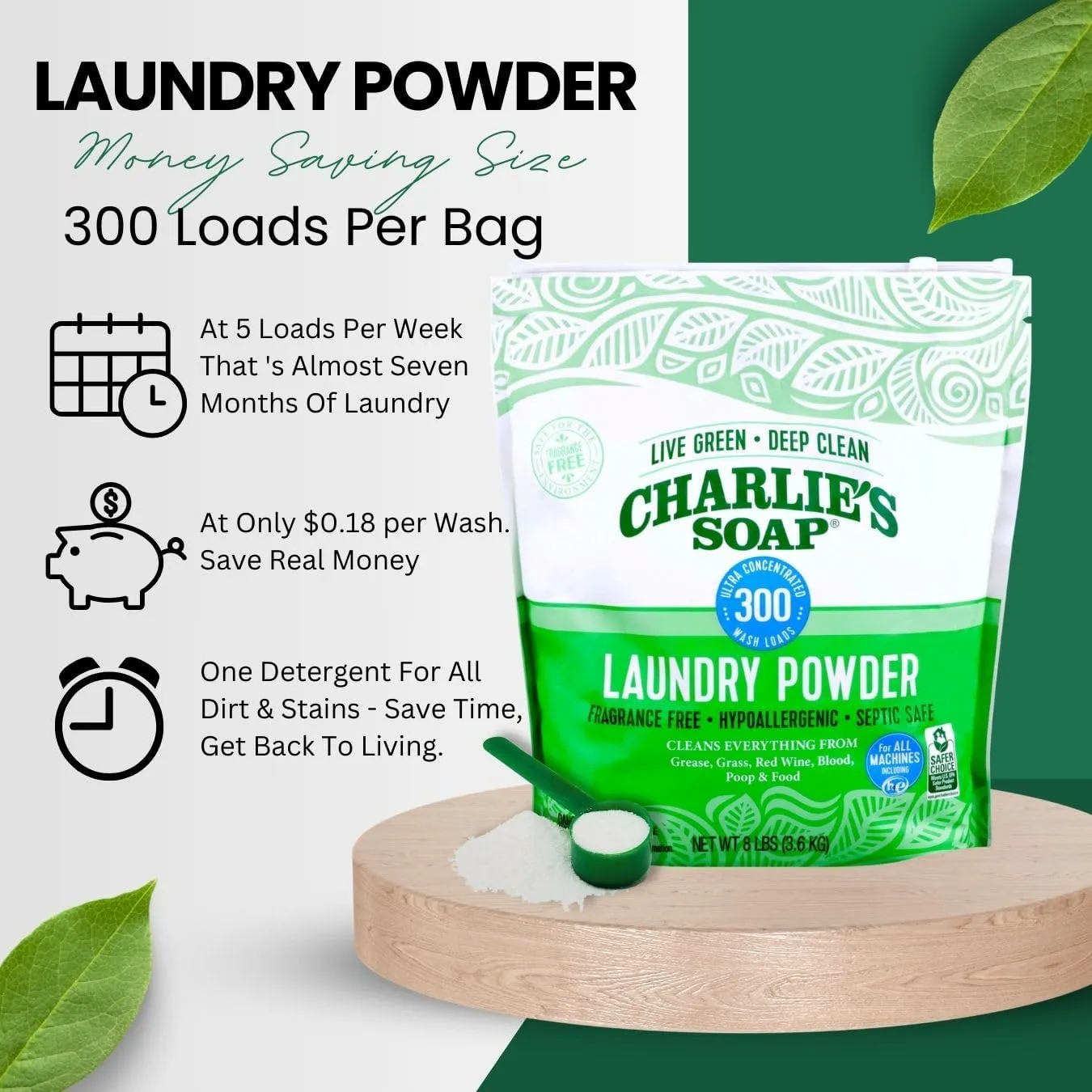 Hypoallergenic Laundry Powder, Deep Cleaning Washing Powder Detergent, Eco-Friendly, Safe, and Effective