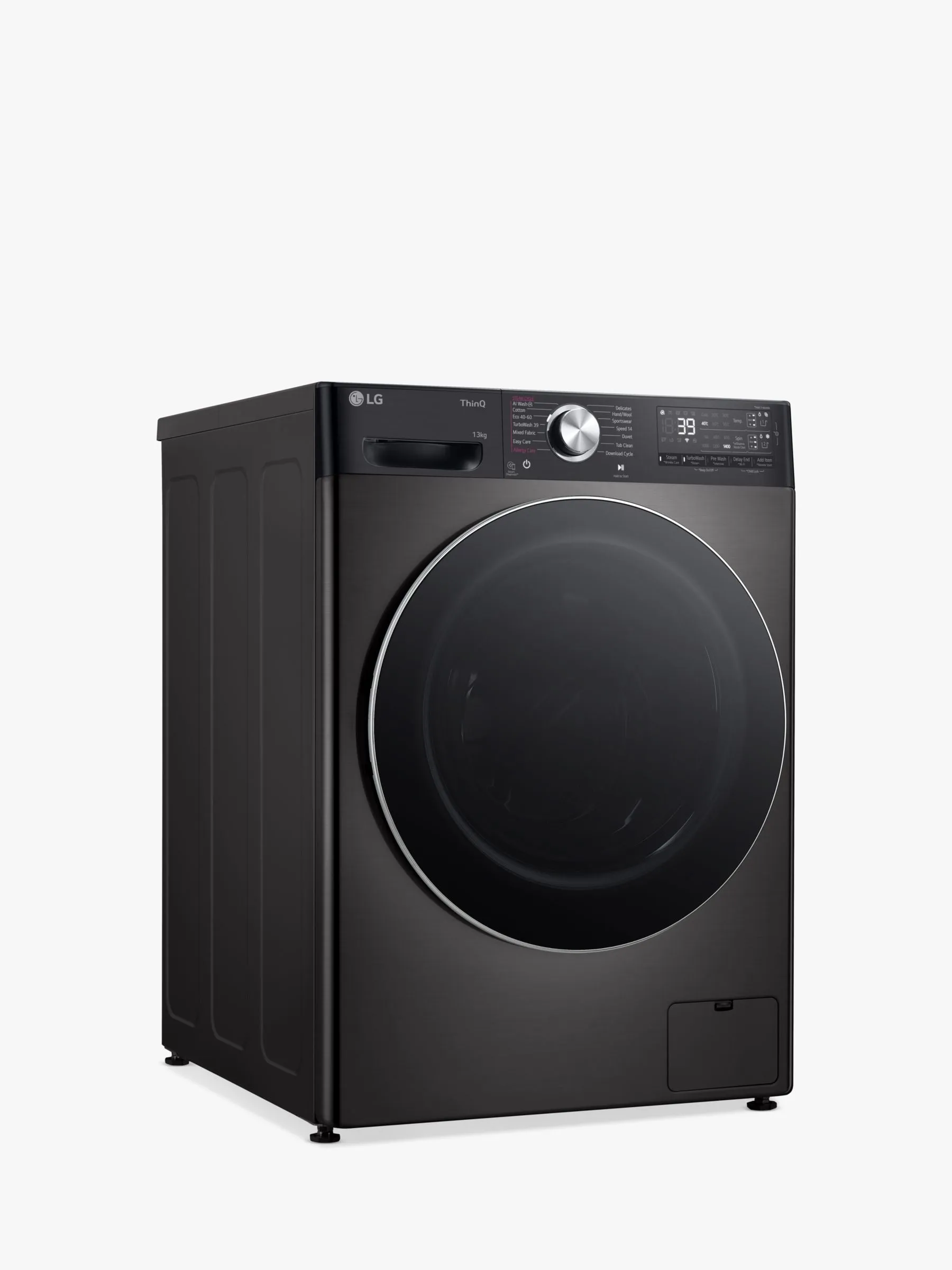 LG F4Y913BCTA1 Freestanding Washing Machine, 11kg Load, 1400rpm Spin, Black