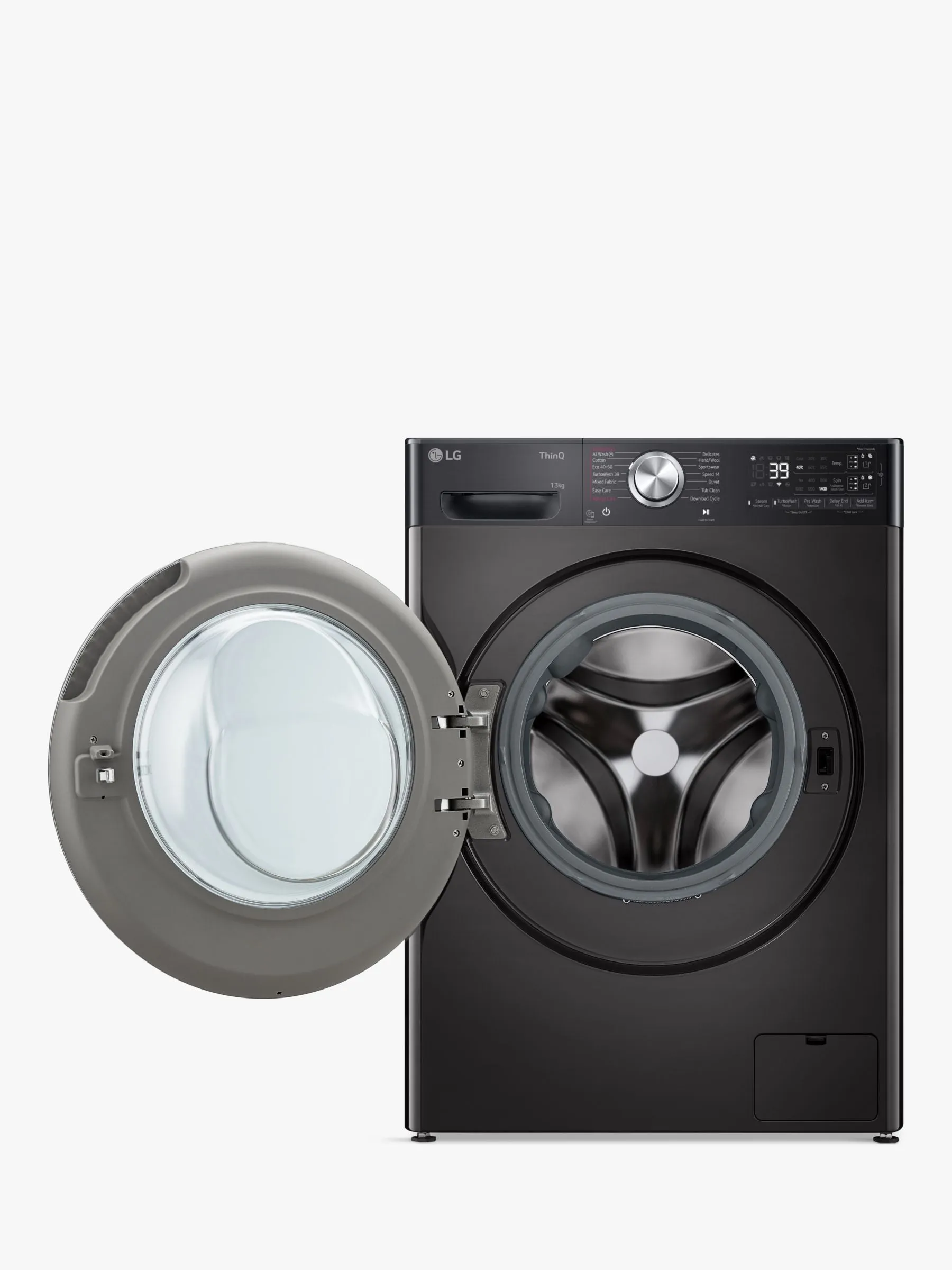 LG F4Y913BCTA1 Freestanding Washing Machine, 11kg Load, 1400rpm Spin, Black