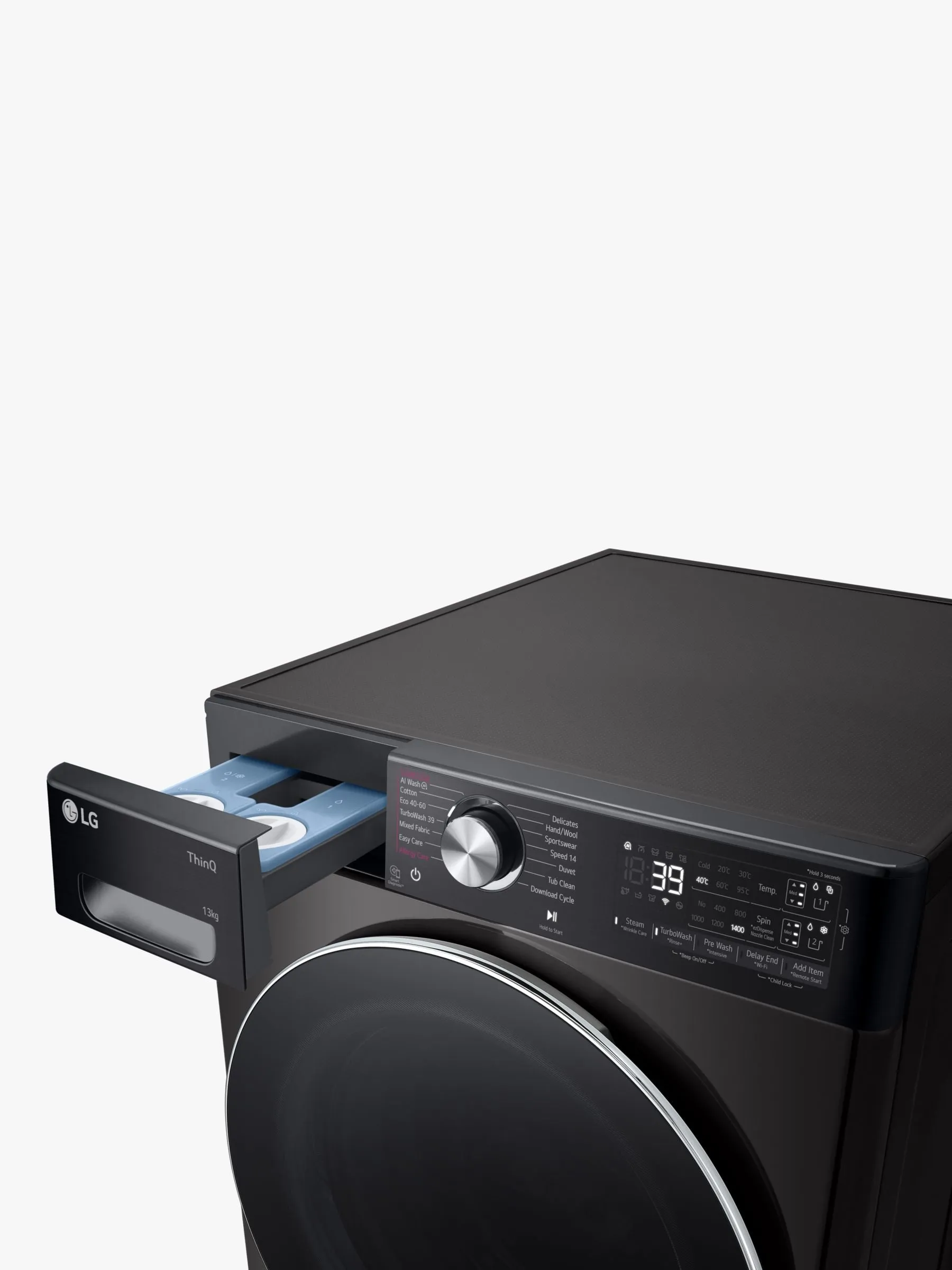 LG F4Y913BCTA1 Freestanding Washing Machine, 11kg Load, 1400rpm Spin, Black