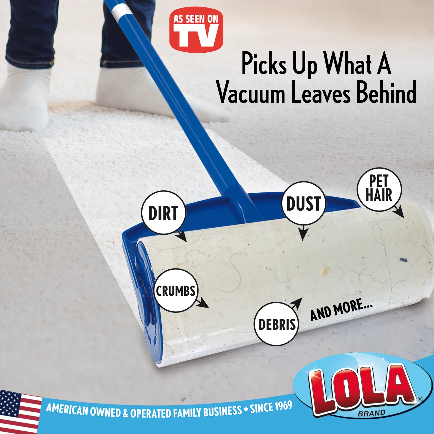 Lola Rola Sticky Mop w/ 4 piece handle