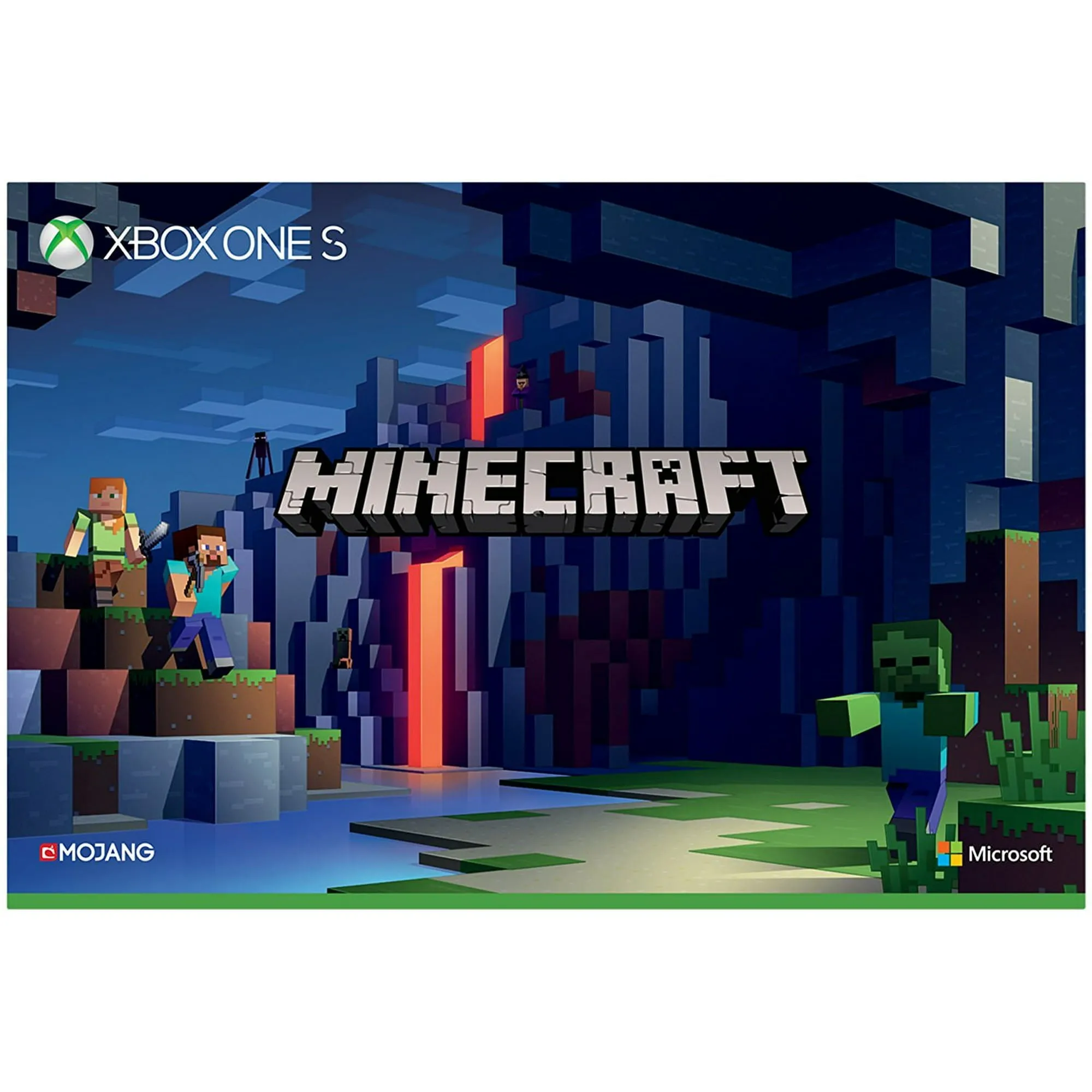 Microsoft 23C-00001 Xbox One S Minecraft Limited Edition 1TB Gaming Console with 2 Controller Included BOLT AXTION Bundle Refurbished