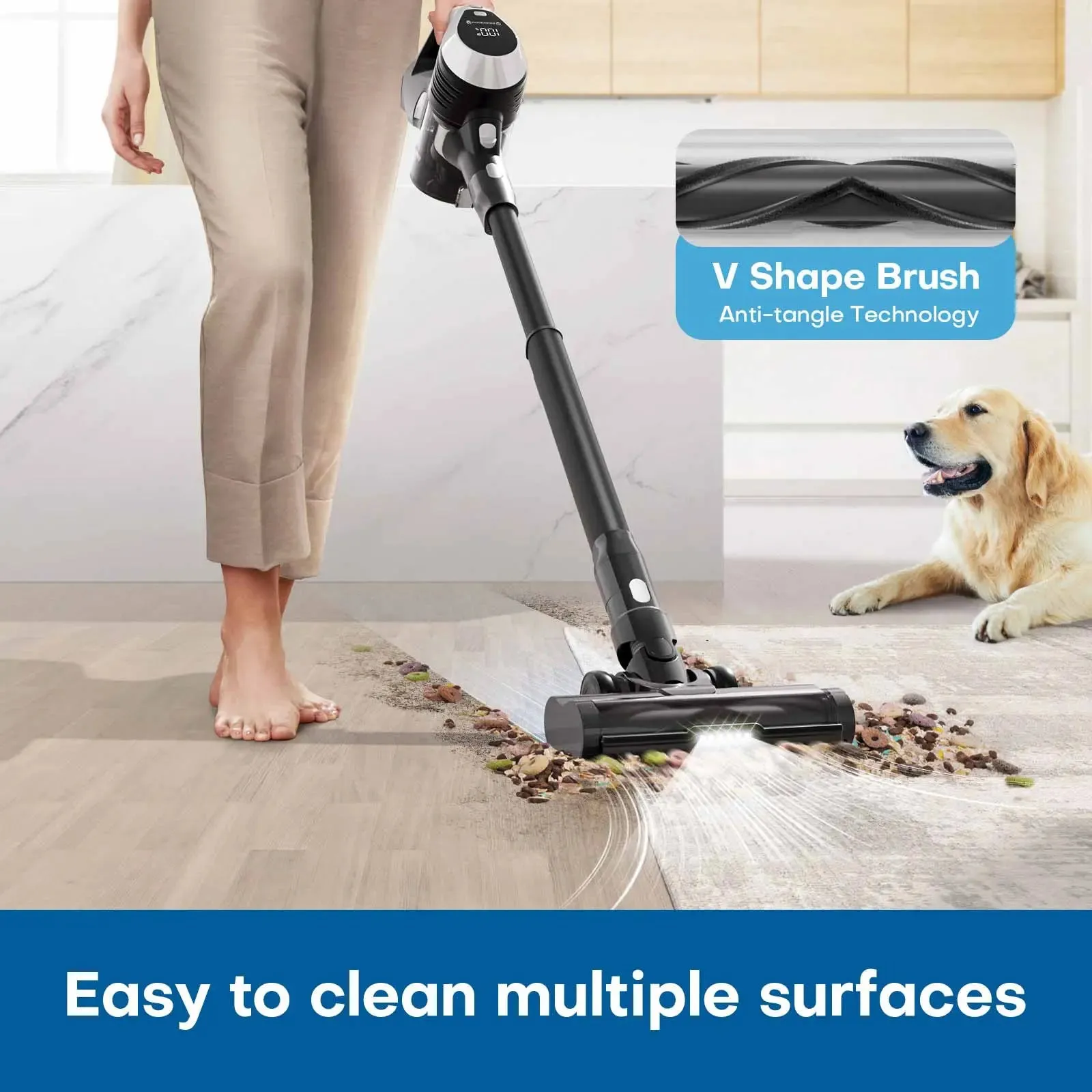 MOOSOO K17G/TC1 Pro Hardwood And Carpet Vacuum - Cordless Stick Rug Vacuum