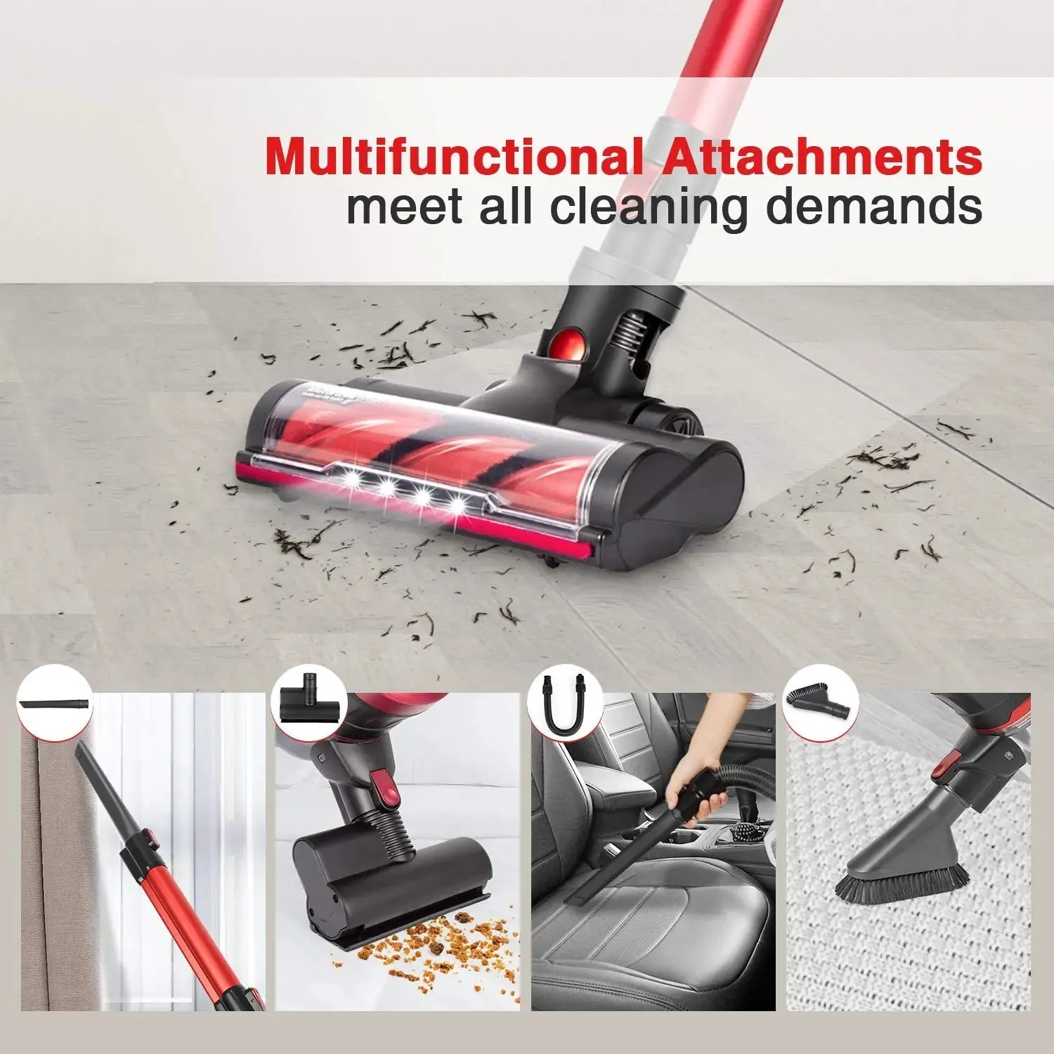 MOOSOO K17G/TC1 Pro Hardwood And Carpet Vacuum - Cordless Stick Rug Vacuum