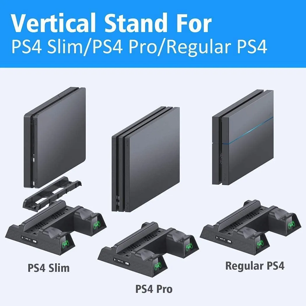 PlayStation 4 Cooling Fan Station Stand with Dual Controller Charger Dock Station BOLT AXTION