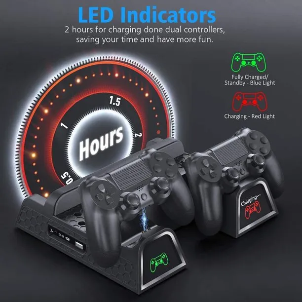 PlayStation 4 Cooling Fan Station Stand with Dual Controller Charger Dock Station BOLT AXTION