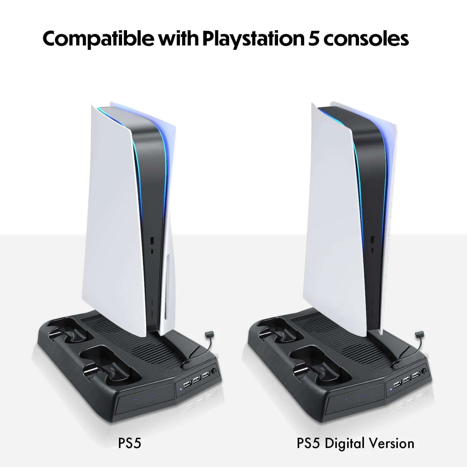 PS5 Controller Charger DualSence with Cooling Stand & Storage - Wasserstein Home