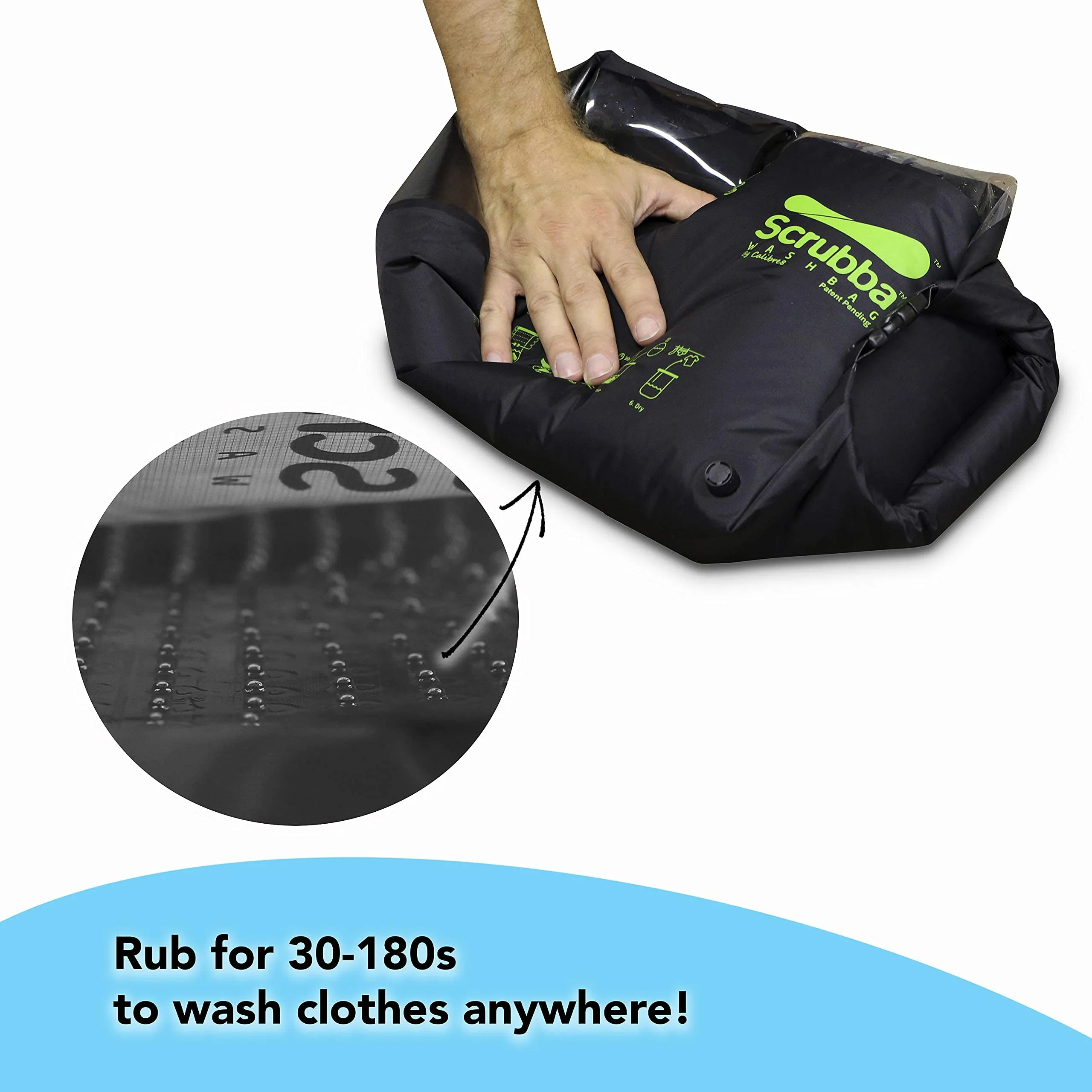 Scrubba Portable Wash Bag - Foldable Hand Washing Machine for Hotel and Travel - Light and Small Eco-Friendly Camping Laundry Bag for Washing Clothes Anywhere, 6.3 inch x 2.4 inch x 2.4 inch