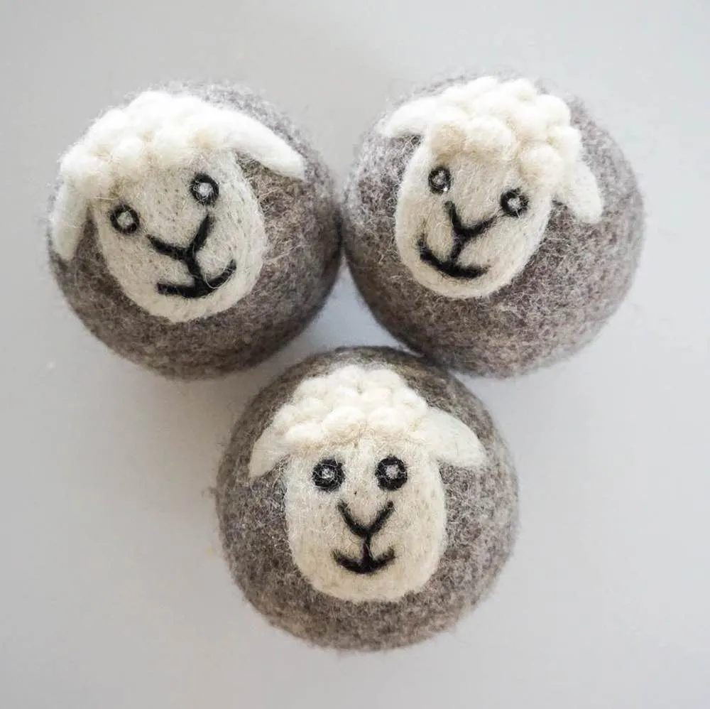 Sheep Wool Dryer Balls - Set of 3 & Storage Bag