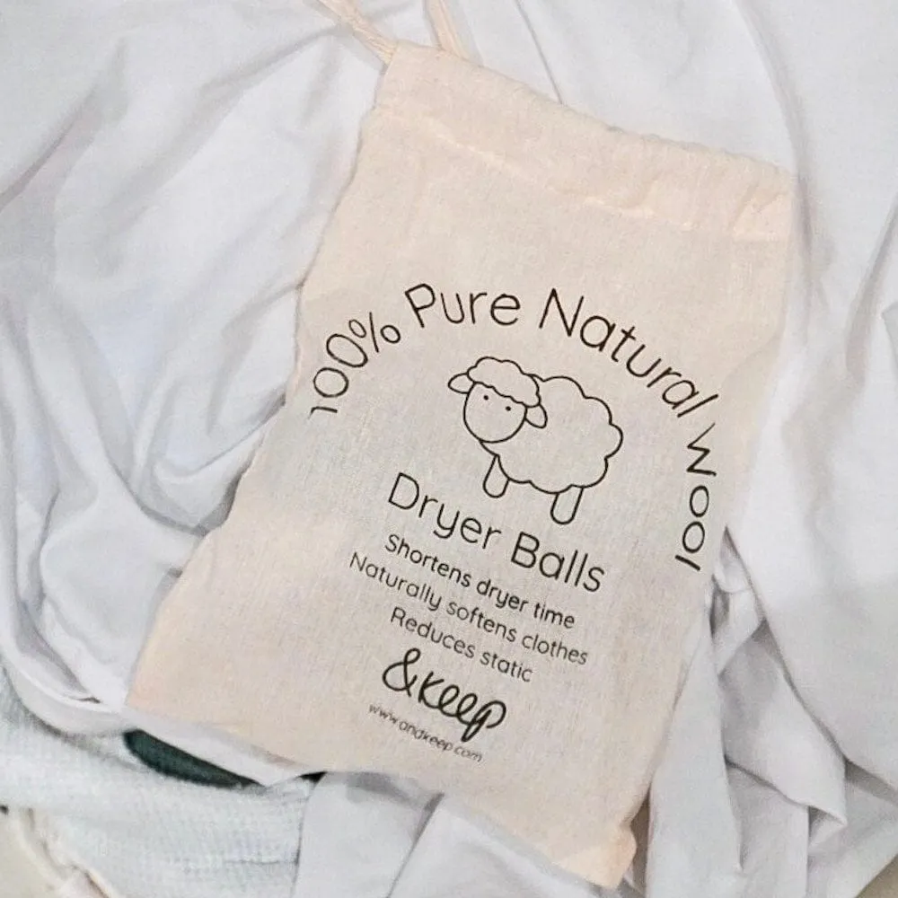 Sheep Wool Dryer Balls - Set of 3 & Storage Bag